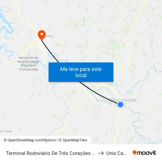 Terminal Rodoviário De Três Corações | Linhas Circulares to Unis Campus 1 map