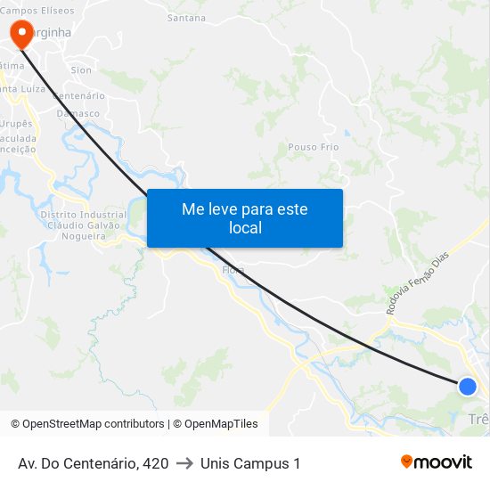 Av. Do Centenário, 420 to Unis Campus 1 map