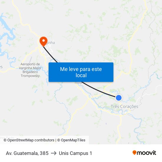 Av. Guatemala, 385 to Unis Campus 1 map