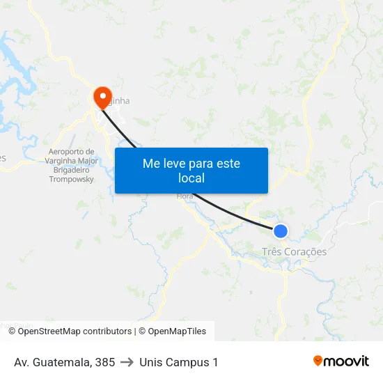 Av. Guatemala, 385 to Unis Campus 1 map