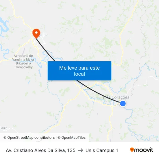 Av. Cristiano Alves Da Silva, 135 to Unis Campus 1 map