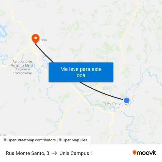 Rua Monte Santo, 3 to Unis Campus 1 map