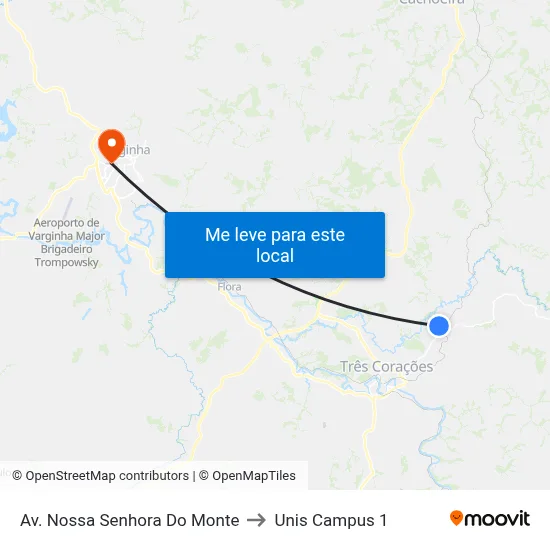 Av. Nossa Senhora Do Monte to Unis Campus 1 map