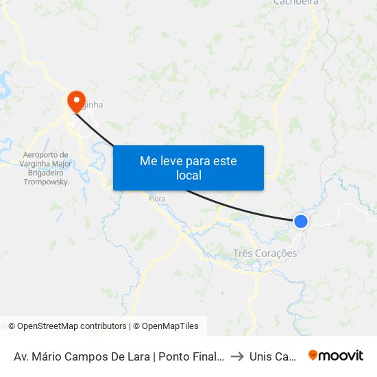 Av. Mário Campos De Lara | Ponto Final Da Colônia Santa Fé to Unis Campus 1 map