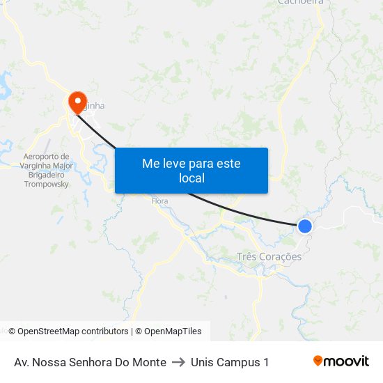 Av. Nossa Senhora Do Monte to Unis Campus 1 map