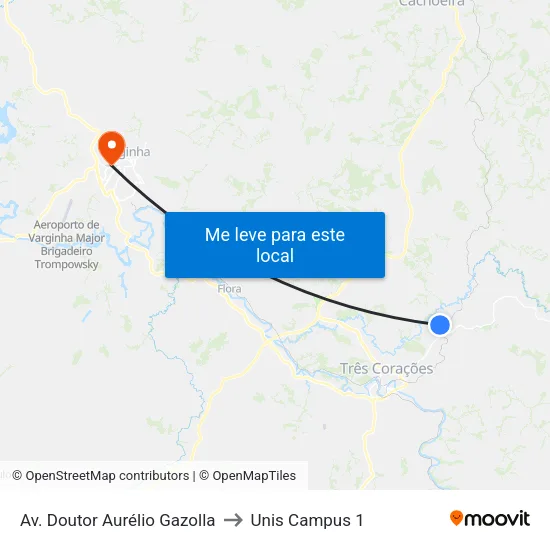 Av. Doutor Aurélio Gazolla | Enfermaria to Unis Campus 1 map