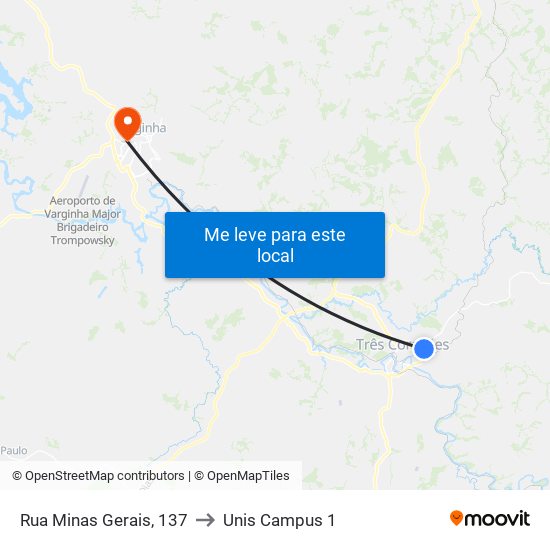 Rua Minas Gerais, 137 to Unis Campus 1 map