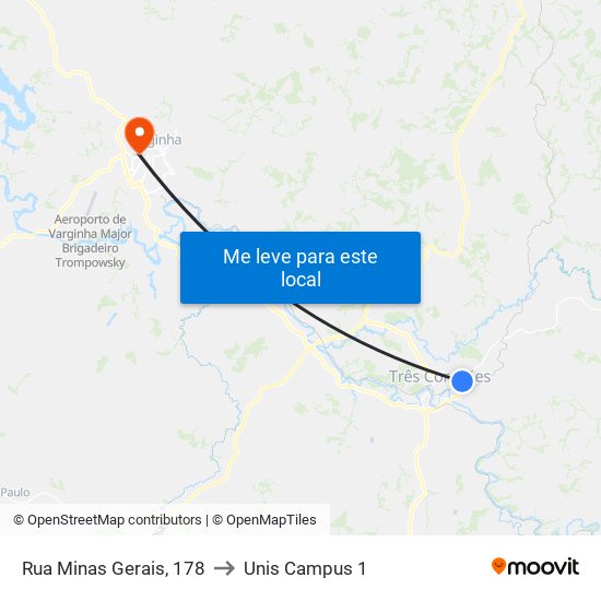 Rua Minas Gerais, 178 to Unis Campus 1 map