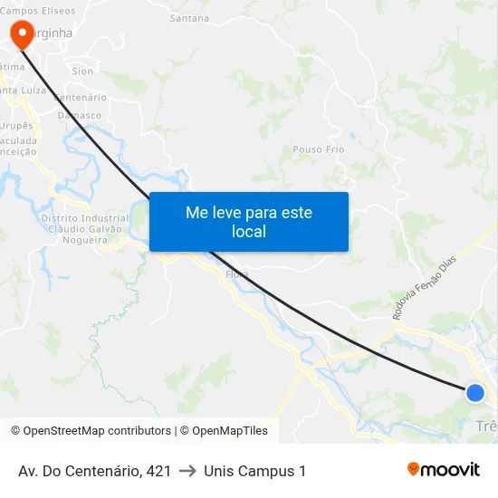 Av. Do Centenário, 421 to Unis Campus 1 map