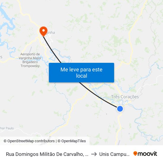 Rua Domingos Militão De Carvalho, 220 to Unis Campus 1 map