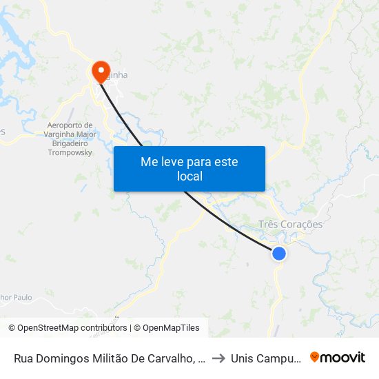 Rua Domingos Militão De Carvalho, 354 to Unis Campus 1 map