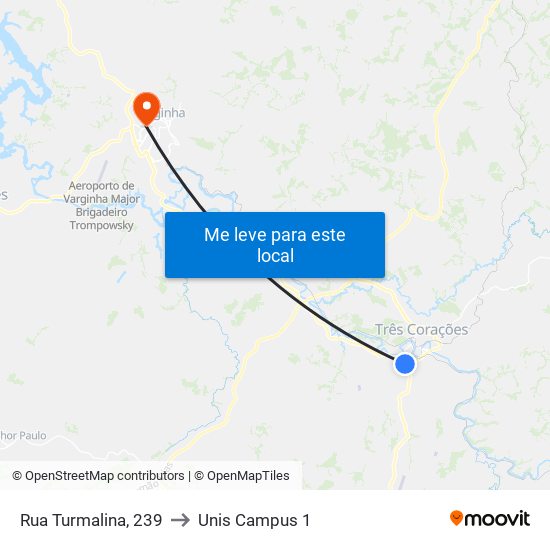 Rua Turmalina, 239 to Unis Campus 1 map