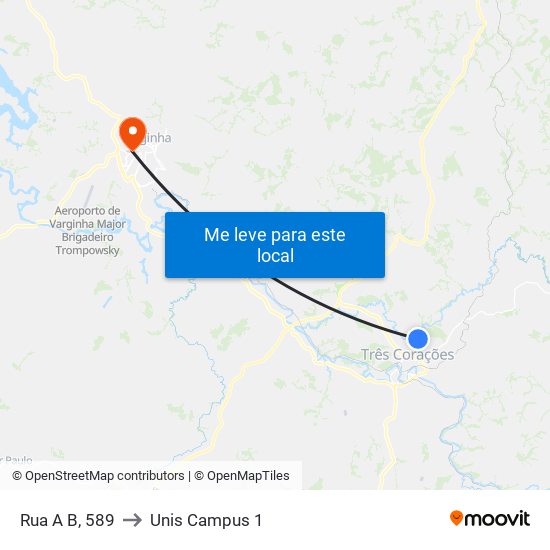 Rua A B, 589 to Unis Campus 1 map
