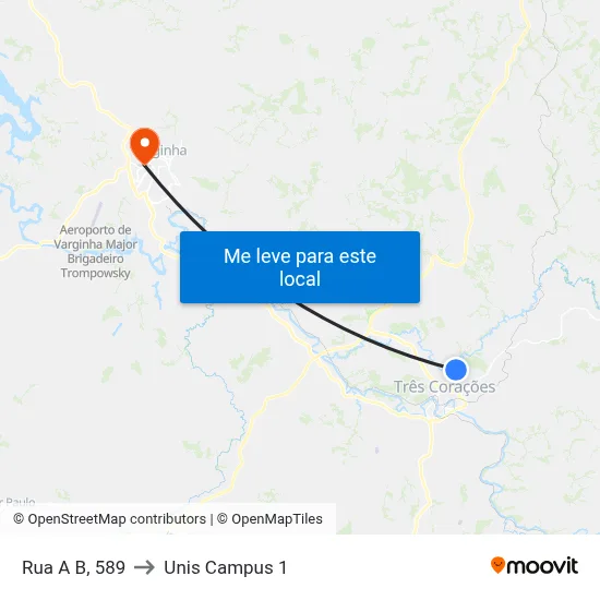 Rua A B, 589 to Unis Campus 1 map