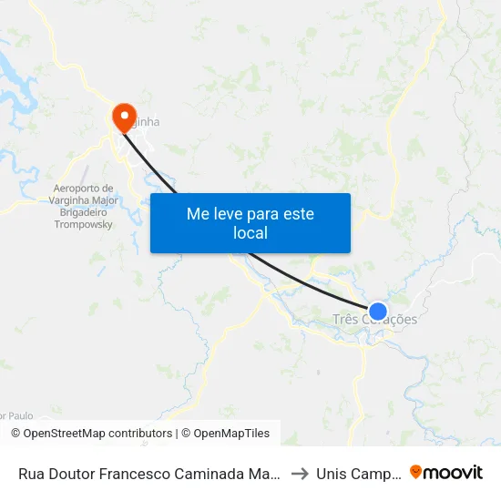 Rua Doutor Francesco Caminada Margotti, 834 to Unis Campus 1 map