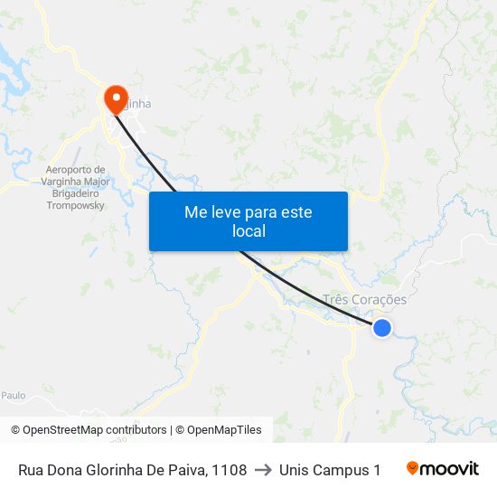 Rua Dona Glorinha De Paiva, 1108 to Unis Campus 1 map