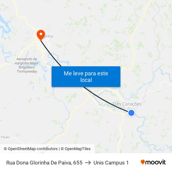 Rua Dona Glorinha De Paiva, 655 to Unis Campus 1 map