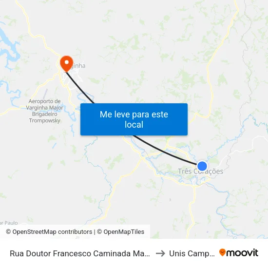 Rua Doutor Francesco Caminada Margotti, 965 to Unis Campus 1 map