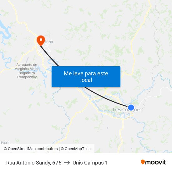 Rua Antônio Sandy, 676 to Unis Campus 1 map