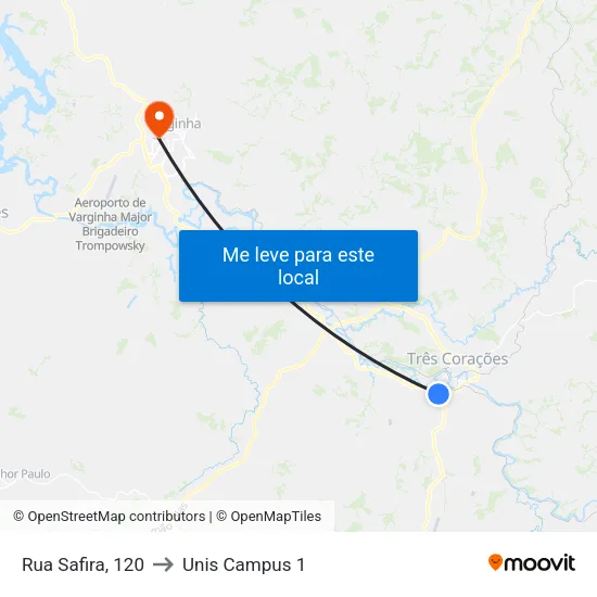 Rua Safira, 120 to Unis Campus 1 map