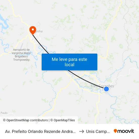 Av. Prefeito Orlando Rezende Andrade, 509 to Unis Campus 1 map