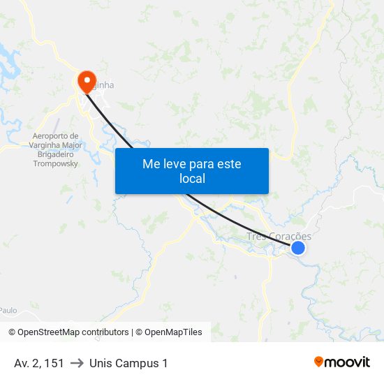 Av. 2, 151 to Unis Campus 1 map