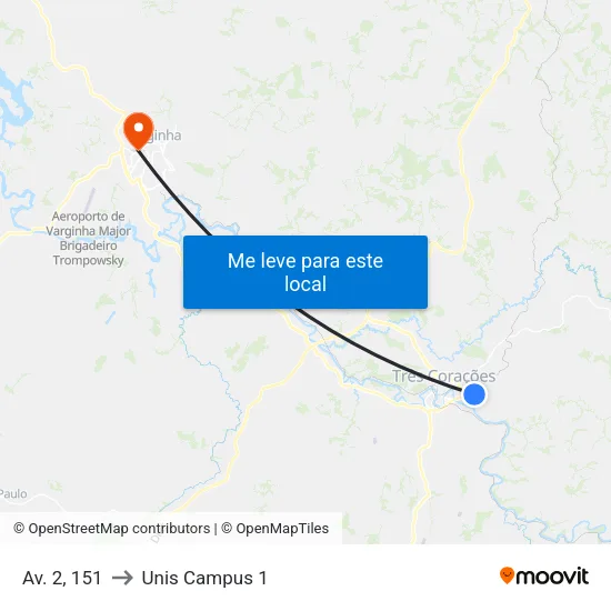 Av. 2, 151 to Unis Campus 1 map
