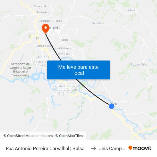 Rua Antônio Pereira Carvalhal | Balsa Da Flora to Unis Campus 1 map