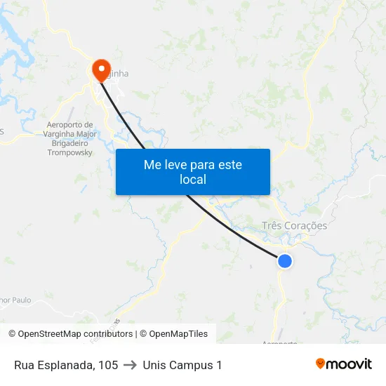 Rua Esplanada, 105 to Unis Campus 1 map