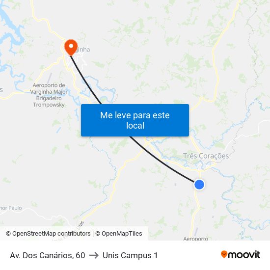 Av. Dos Canários, 60 to Unis Campus 1 map