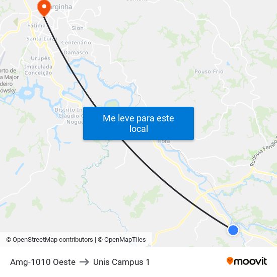 Amg-1010 Oeste to Unis Campus 1 map