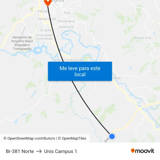 Br-381 Norte to Unis Campus 1 map