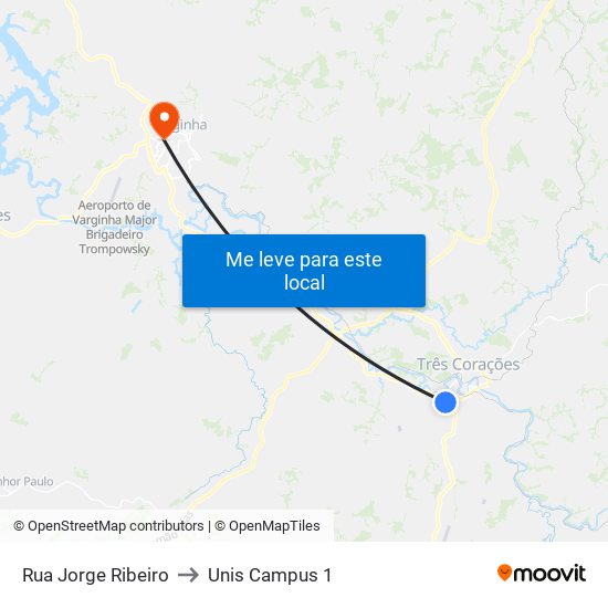 Rua Jorge Ribeiro to Unis Campus 1 map