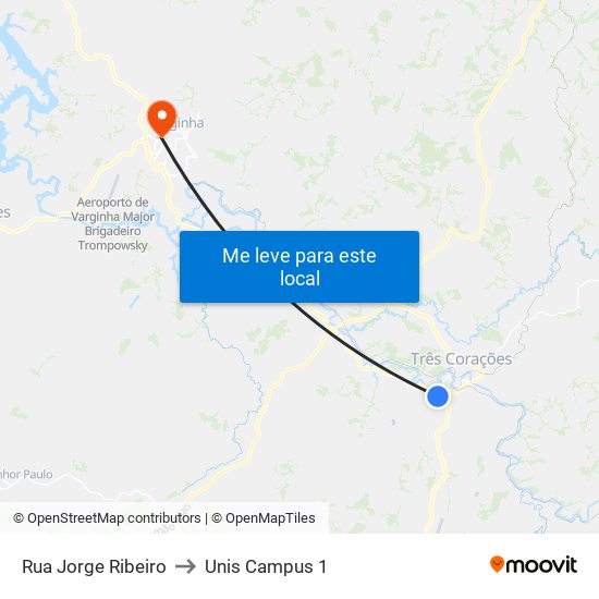 Rua Jorge Ribeiro to Unis Campus 1 map