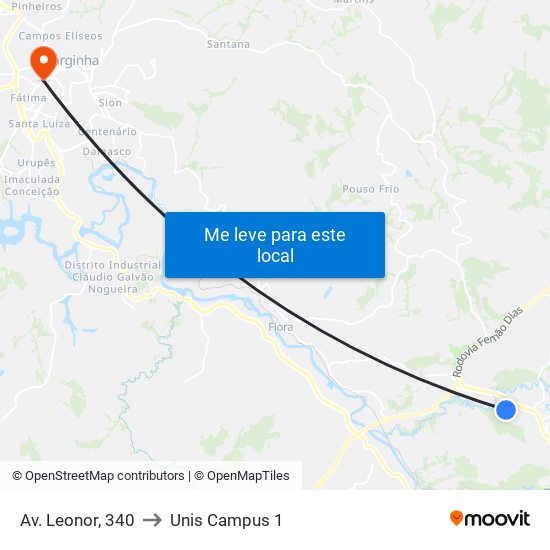 Av. Leonor, 340 to Unis Campus 1 map