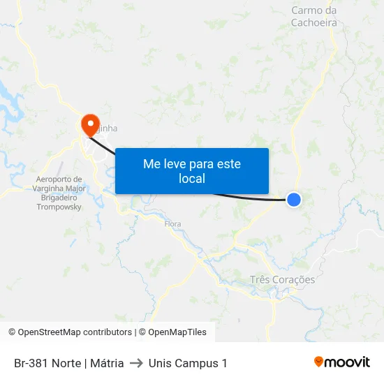 Br-381 Norte | Mátria to Unis Campus 1 map