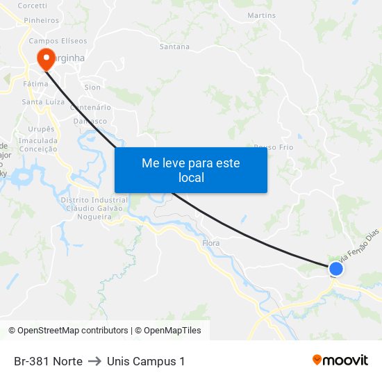 Br-381 Norte to Unis Campus 1 map