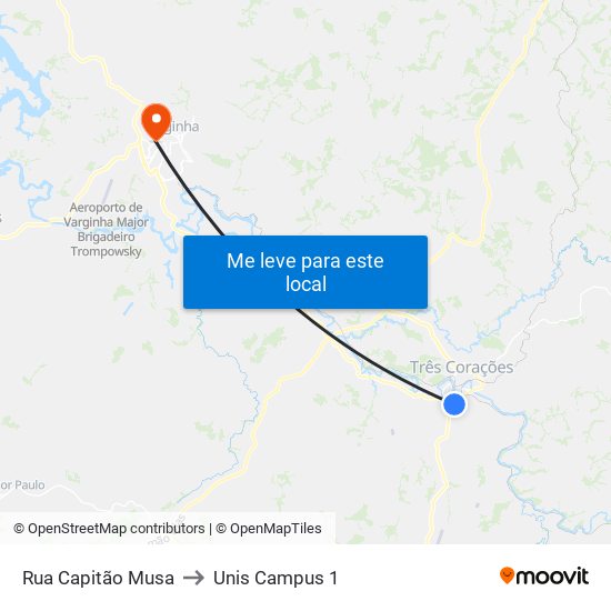 Rua Capitão Musa to Unis Campus 1 map