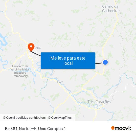 Br-381 Norte to Unis Campus 1 map
