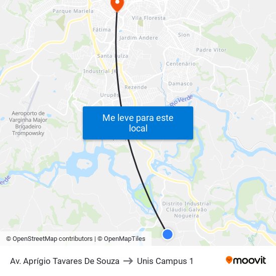 Av. Aprígio Tavares De Souza to Unis Campus 1 map