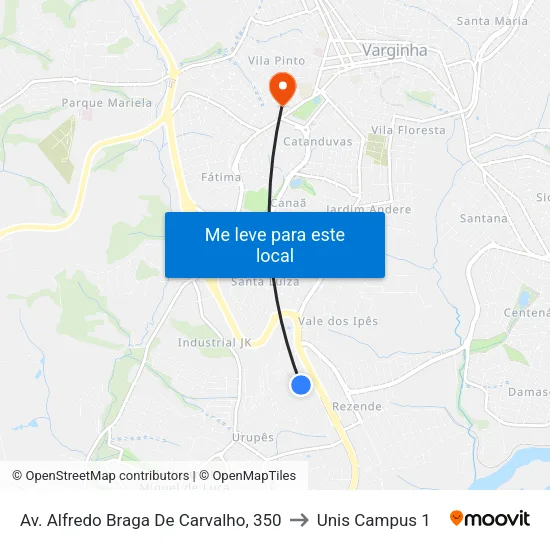 Av. Alfredo Braga De Carvalho, 350 to Unis Campus 1 map