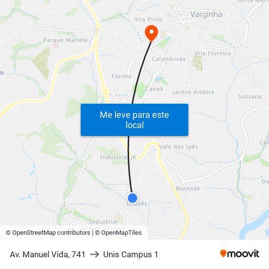 Av. Manuel Vida, 741 to Unis Campus 1 map