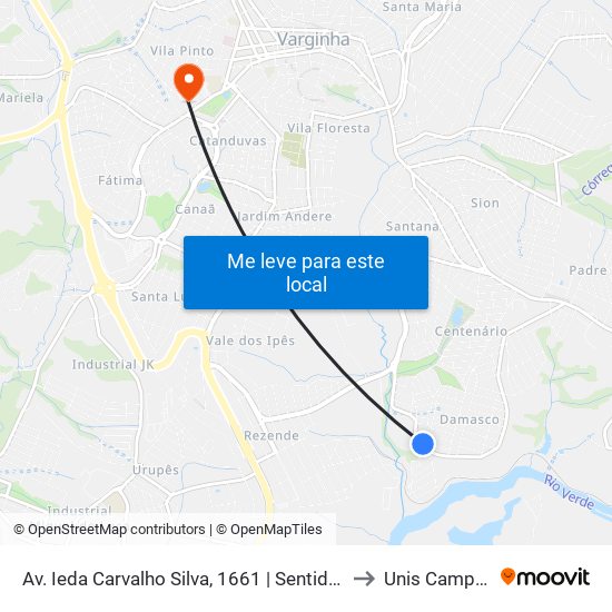 Av. Ieda Carvalho Silva, 1661 | Sentido Centro to Unis Campus 1 map