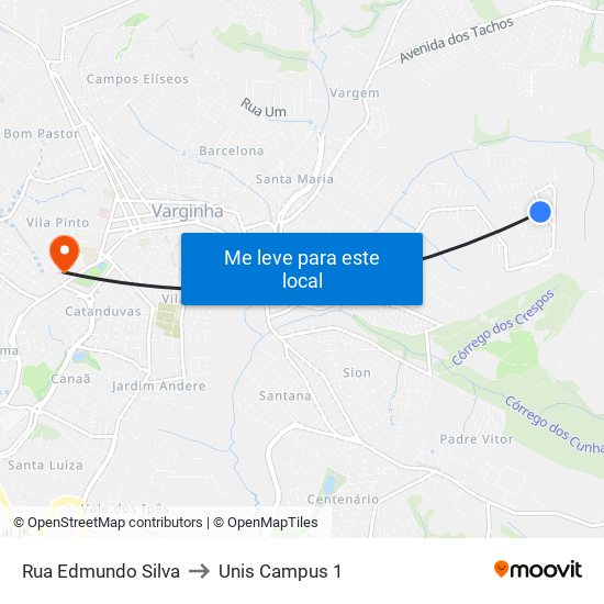 Rua Edmundo Silva to Unis Campus 1 map