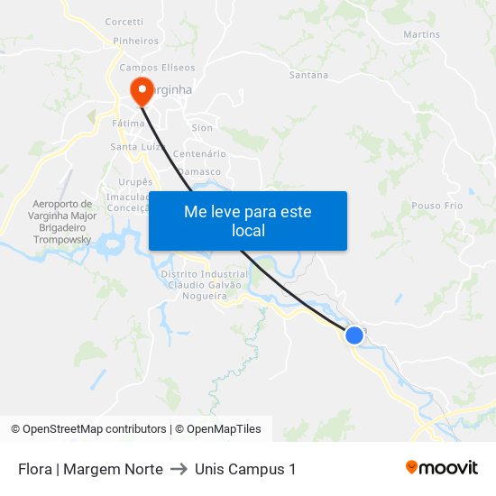 Flora | Margem Norte to Unis Campus 1 map