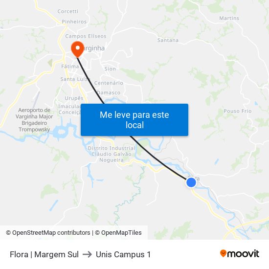 Flora | Margem Sul to Unis Campus 1 map