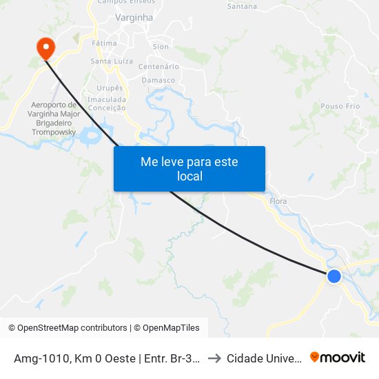 Amg-1010, Km 0 Oeste | Entr. Br-381/Coca-Cola to Cidade Universitária map