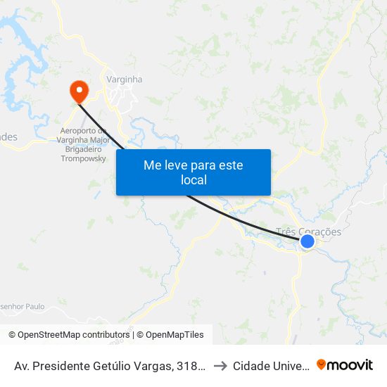 Av. Presidente Getúlio Vargas, 318 | Praça Central to Cidade Universitária map