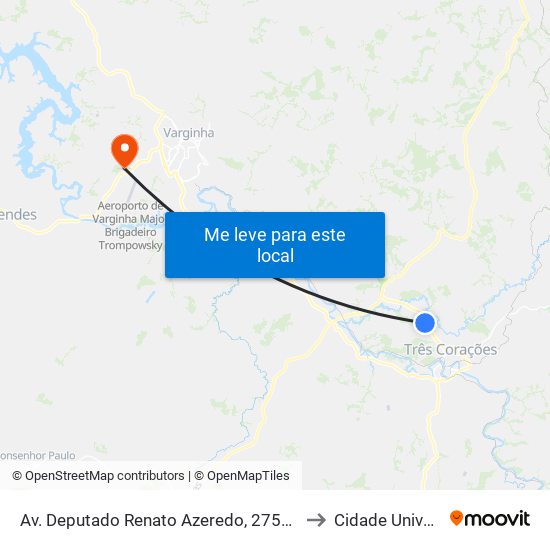 Av. Deputado Renato Azeredo, 2755 | São Cristóvão to Cidade Universitária map