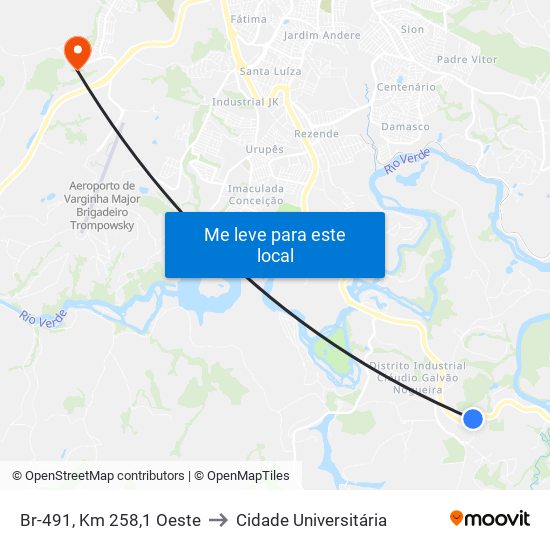 Br-491, Km 258,1 Oeste to Cidade Universitária map